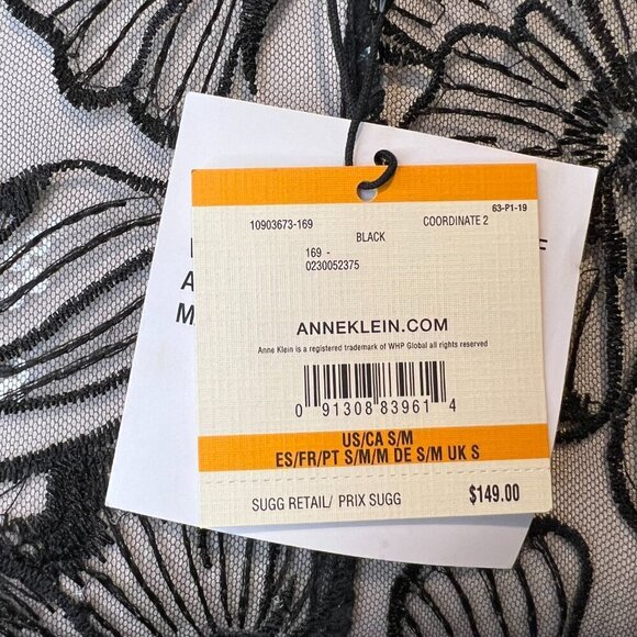 NWT Anne Klein Black Oversized Sheer Cardigan with Sequins, Size S/M - Picture 15 of 16